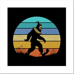 Scary Bigfoot Sasquatch Clown Cryptozoology Lover Vintage Sunset Posters and Art